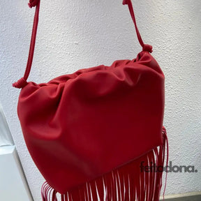 Bag De Couro E Franjas Lynna Vermelho