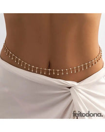 Belly Chain Rose Dourado Body