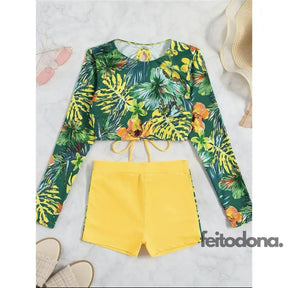 Biquíni Cropped Manga Longa Steves Amarelo / P