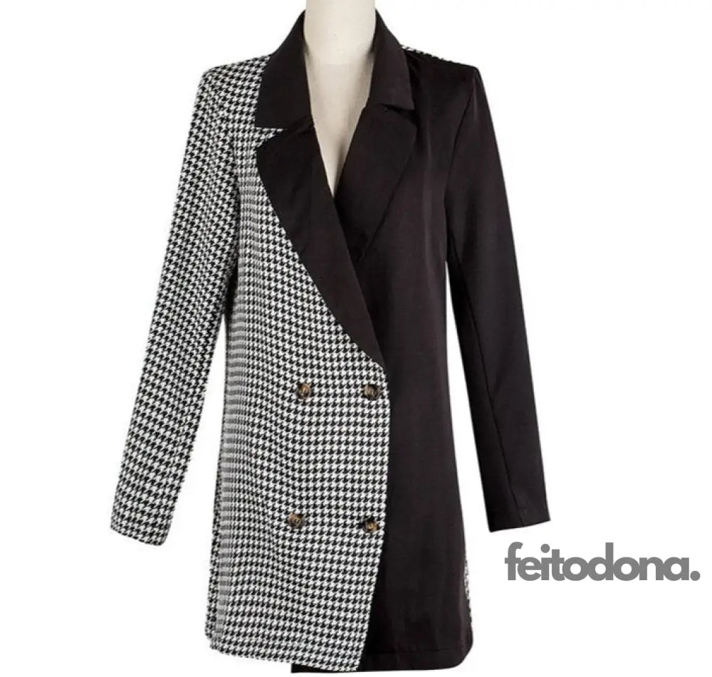 Blazer Alongado Duo Xadrez