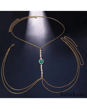 Body Chain Azza Verde/Dourado