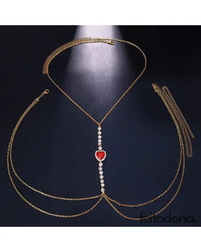 Body Chain Azza Vermelho/Dourado