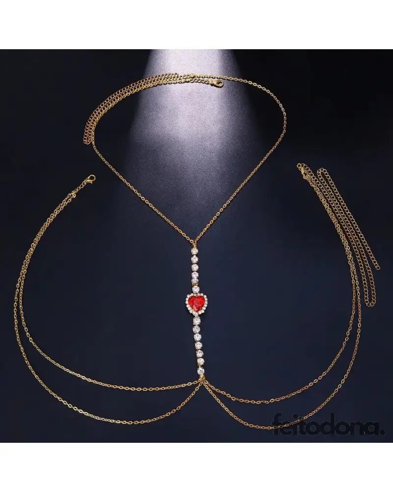 Body Chain Azza Vermelho/Dourado