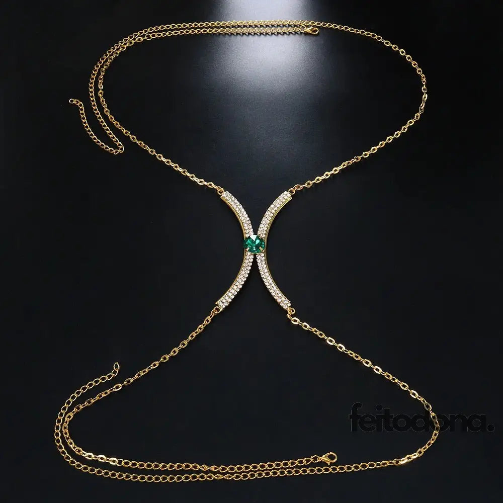 Body Chain Ivana Dourado E Verde