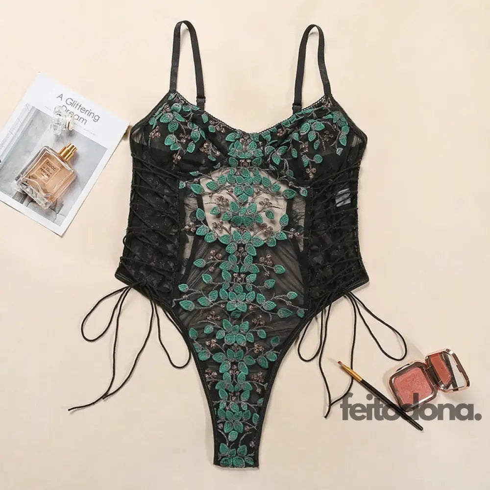 Body Sorrah Preto Com Verde / P 200000362