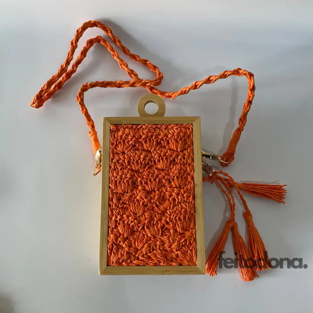 Bolsa De Praia Crochê Straw Laranja