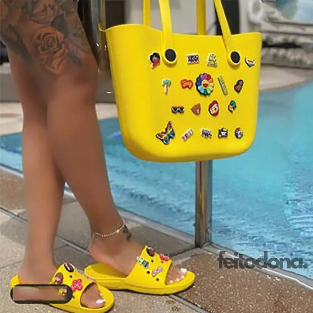 Bolsa De Verão Eva Amarelo Com Buckle