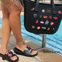 Bolsa De Verão Eva Preto Com Buckle