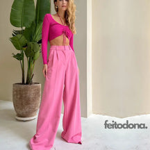 Calça Pantalona Victória Rosa Claro / P China