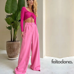 Calça Pantalona Victória Rosa Claro / P China