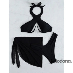 Conjunto Biquíni + Saia Lenço Lilah Preto / P