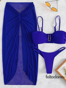 Conjunto Biquíni + Saia Malory Azul / P