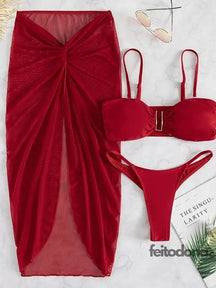 Conjunto Biquíni + Saia Malory Vermelho / P