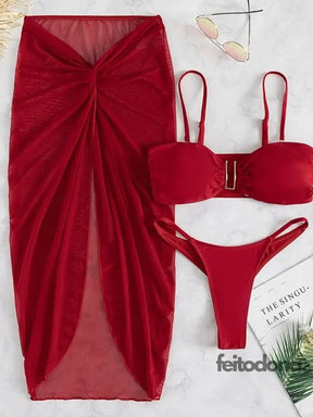 Conjunto Biquíni + Saia Malory Vermelho / P