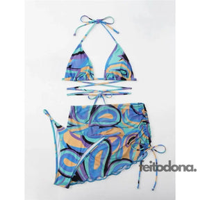 Conjunto Biquíni + Saia Messina Azul / P