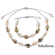 Conjunto Colar E Bracelete De Concha Dourado Com Cinzabranca 200000162