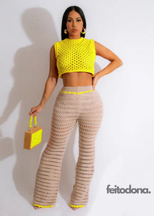 Conjunto Crochê Brigitte Amarelo / P