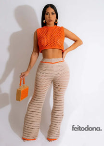 Conjunto Crochê Brigitte Laranja / P