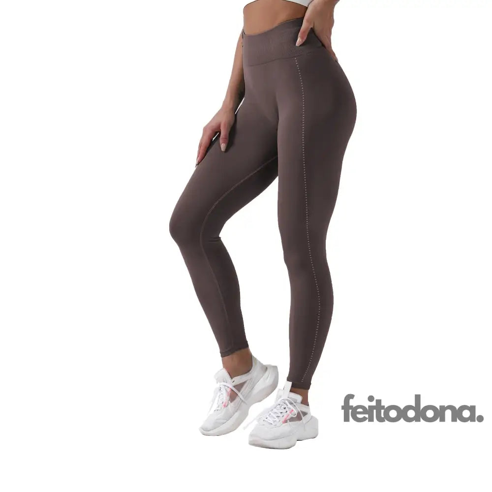 Conjunto Fitness Mayane Calça Coffee / P