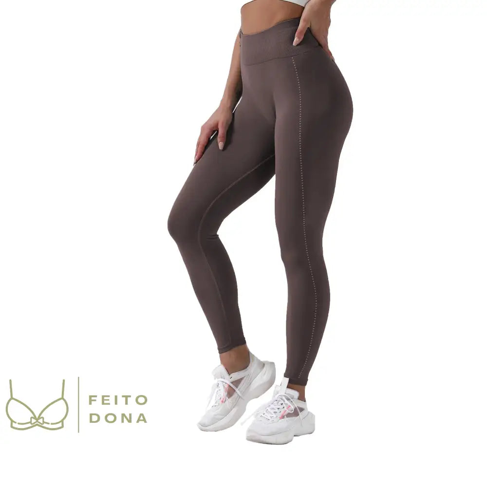 Conjunto Fitness Mayane Calça Coffee / P