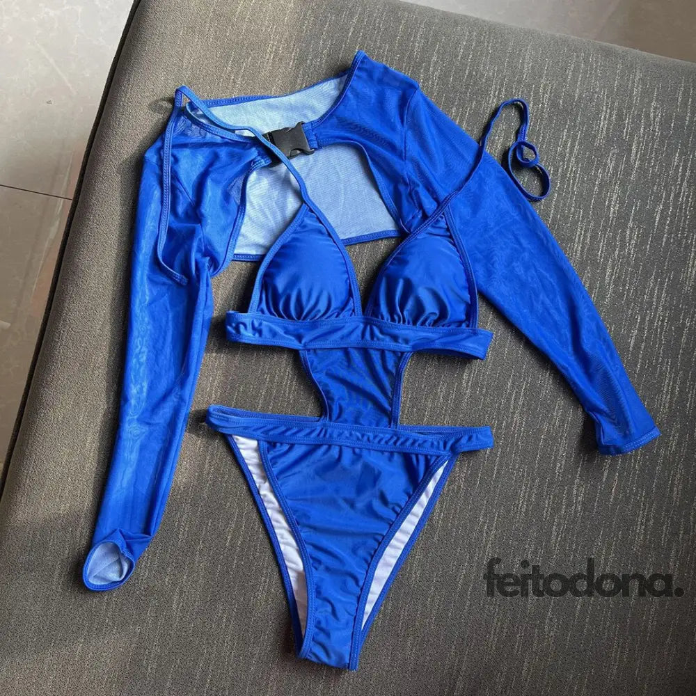 Conjunto Maiô + Cropped Padova Azul / P