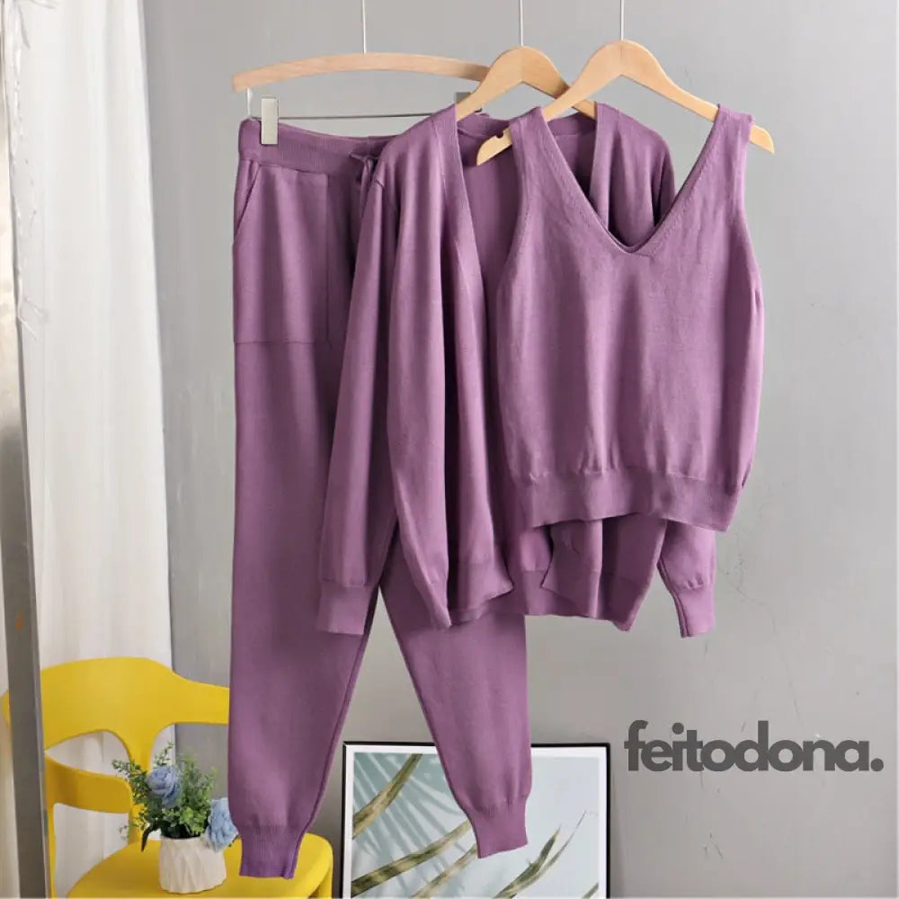 Conjunto Moletinho 3 Peças Andiara Roxo / Tamanho Único