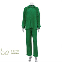 Conjunto Plissado Aluna Verde / P