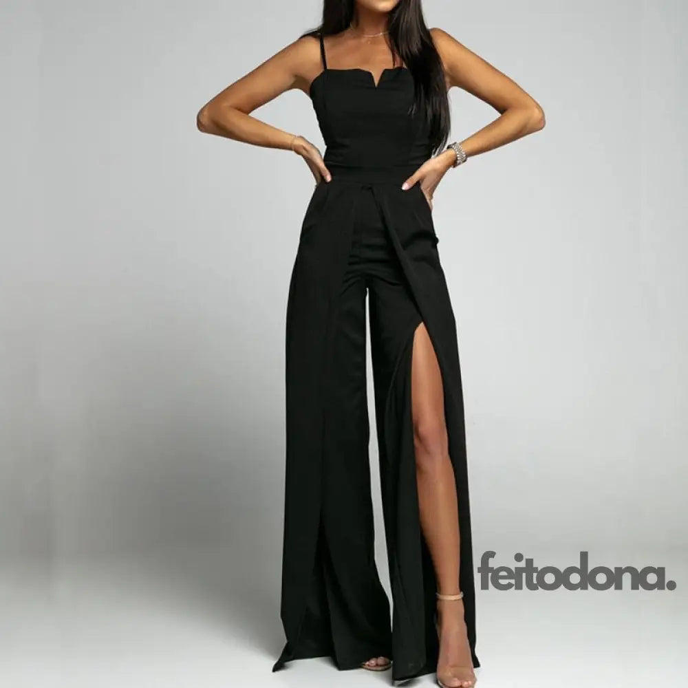 Sexy V Neck Sling Solid Jumpsuit Elegant Office Lady High Waist Slim Romper Fashion Off Shoulder