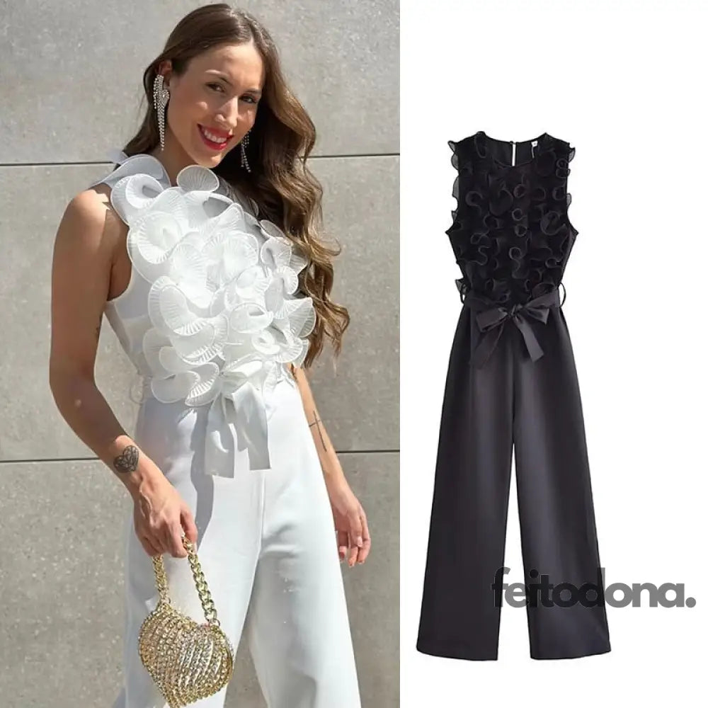 Jumpsuit Women&#39;S 2023 New Fashion Patchwork Flounces Decorative Women Summer Chic Party Elegant