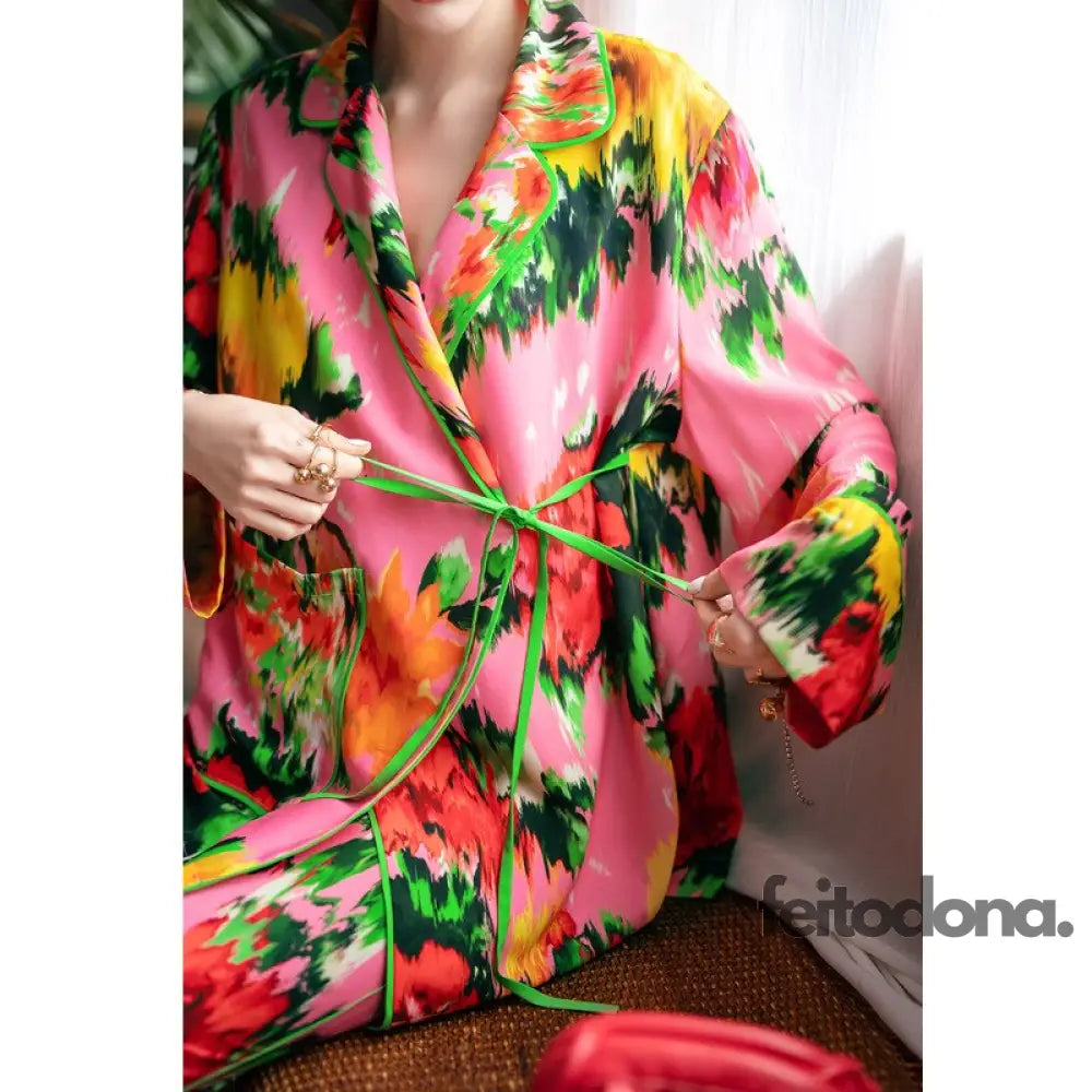 Pijama Cetim Primavera Luxo