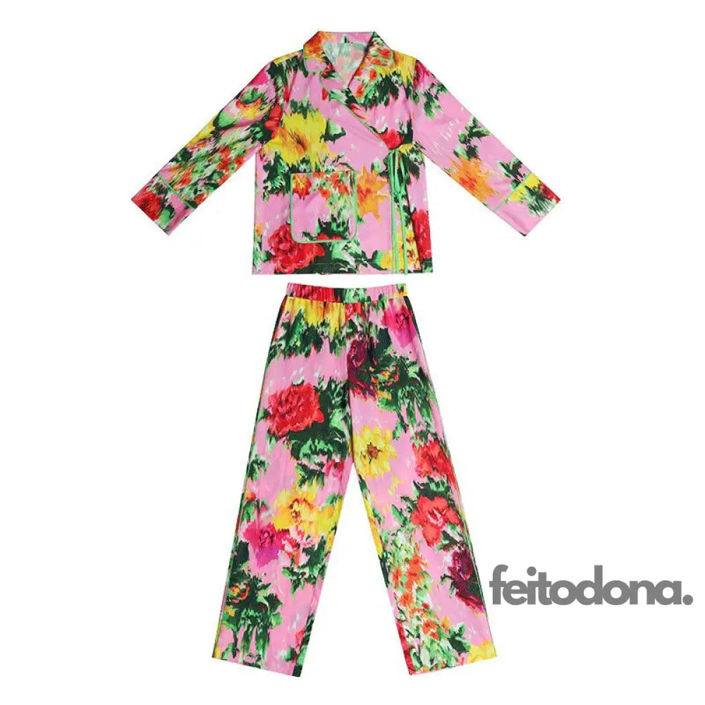 Pijama Cetim Primavera Luxo