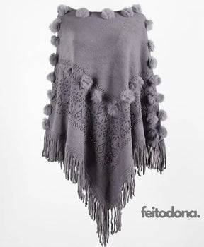 Poncho Beth Cinza / Tamanho Único 127898002