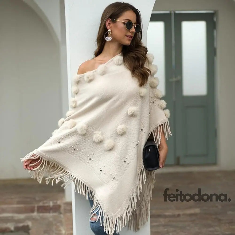 Poncho Beth Damasco / Tamanho Único 127898002