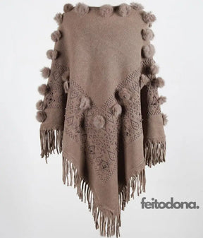 Poncho Beth Nude / Tamanho Único 127898002