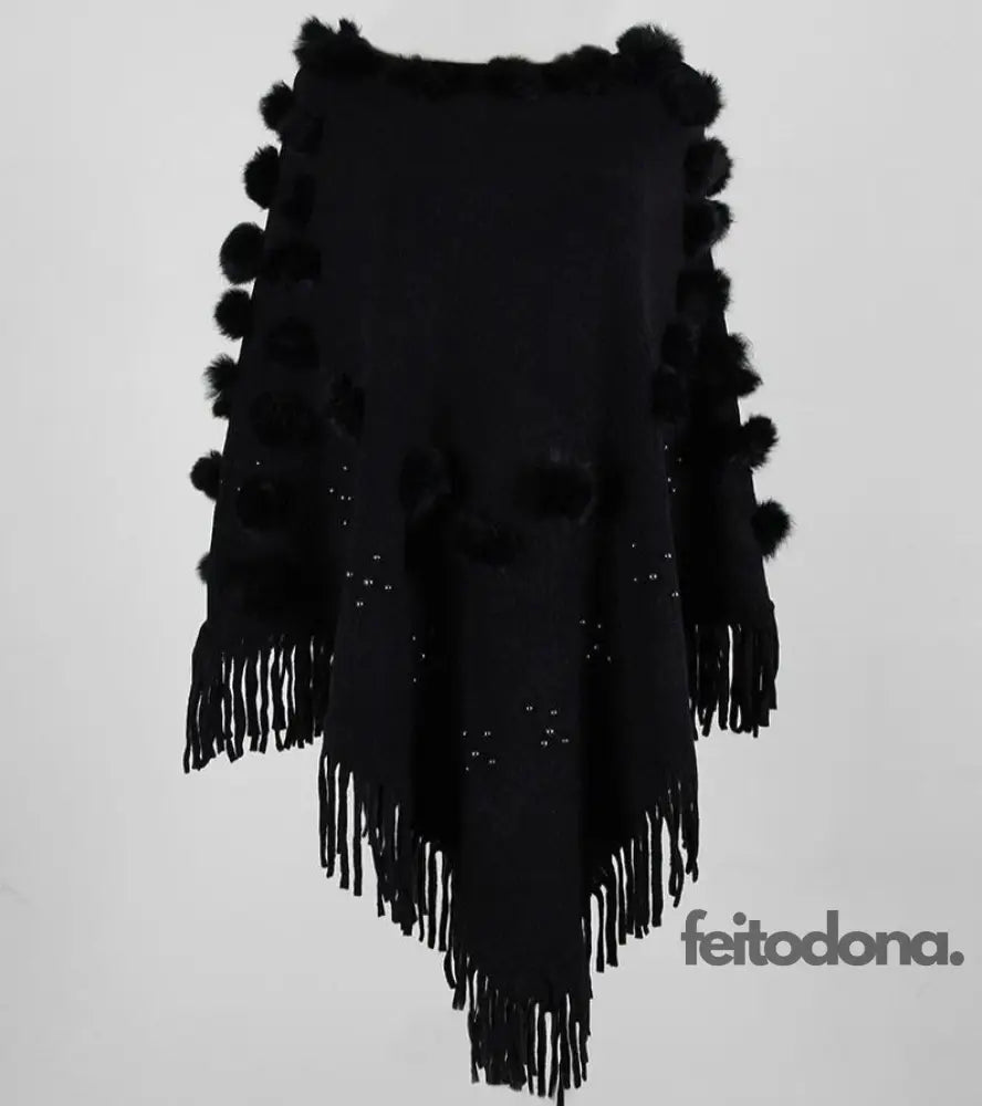 Poncho Beth Preto / Tamanho Único 127898002