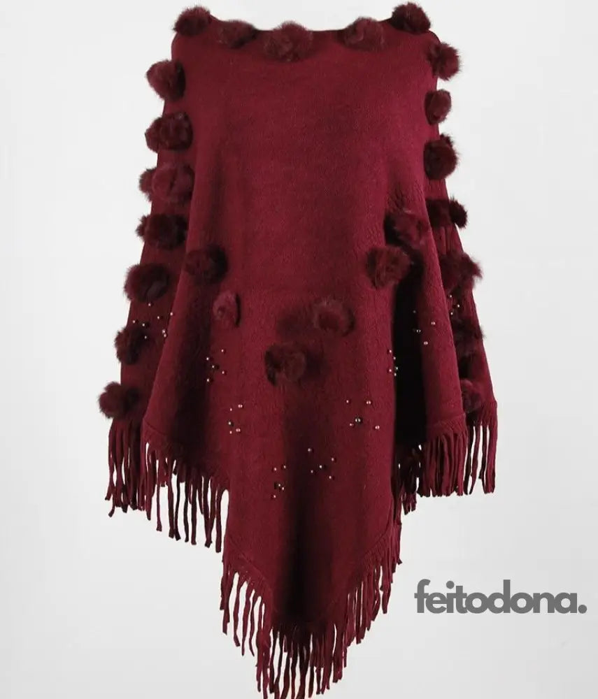 Poncho Beth Vermelho / Tamanho Único 127898002