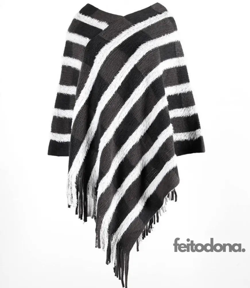 Poncho Courtney Preto / Tamanho Único 127898002