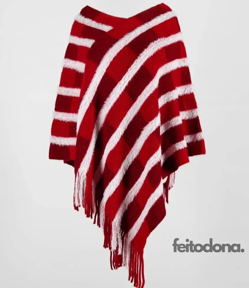 Poncho Courtney Vermelho / Tamanho Único 127898002