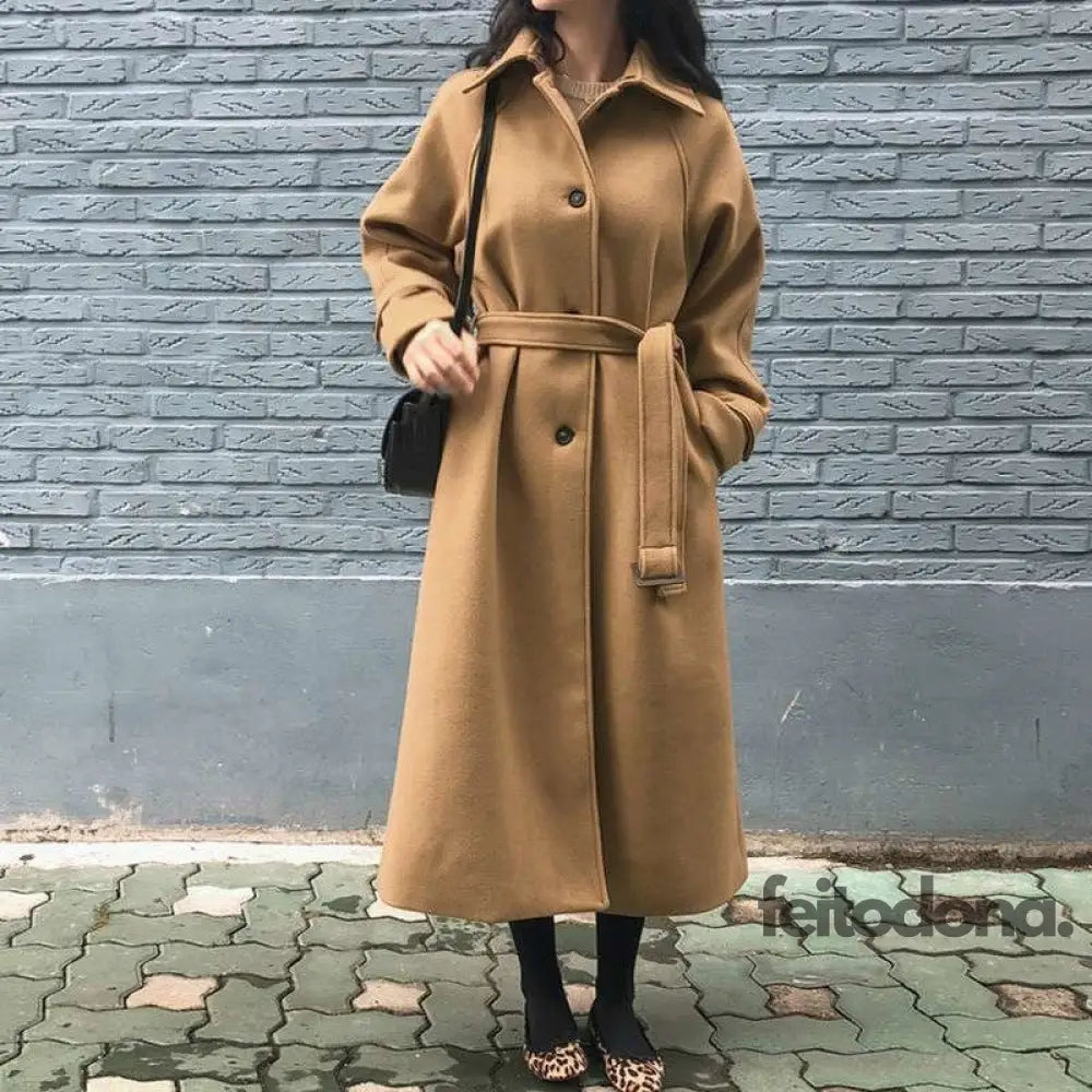 Trench Coat De Lã Vivian Marrom / P