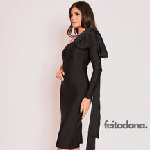 Vestido Bandagem Nula Manga Preto / Pp