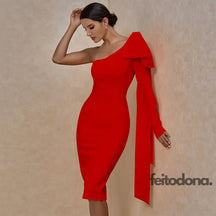 Vestido Bandagem Nula Manga Vermelho / Pp