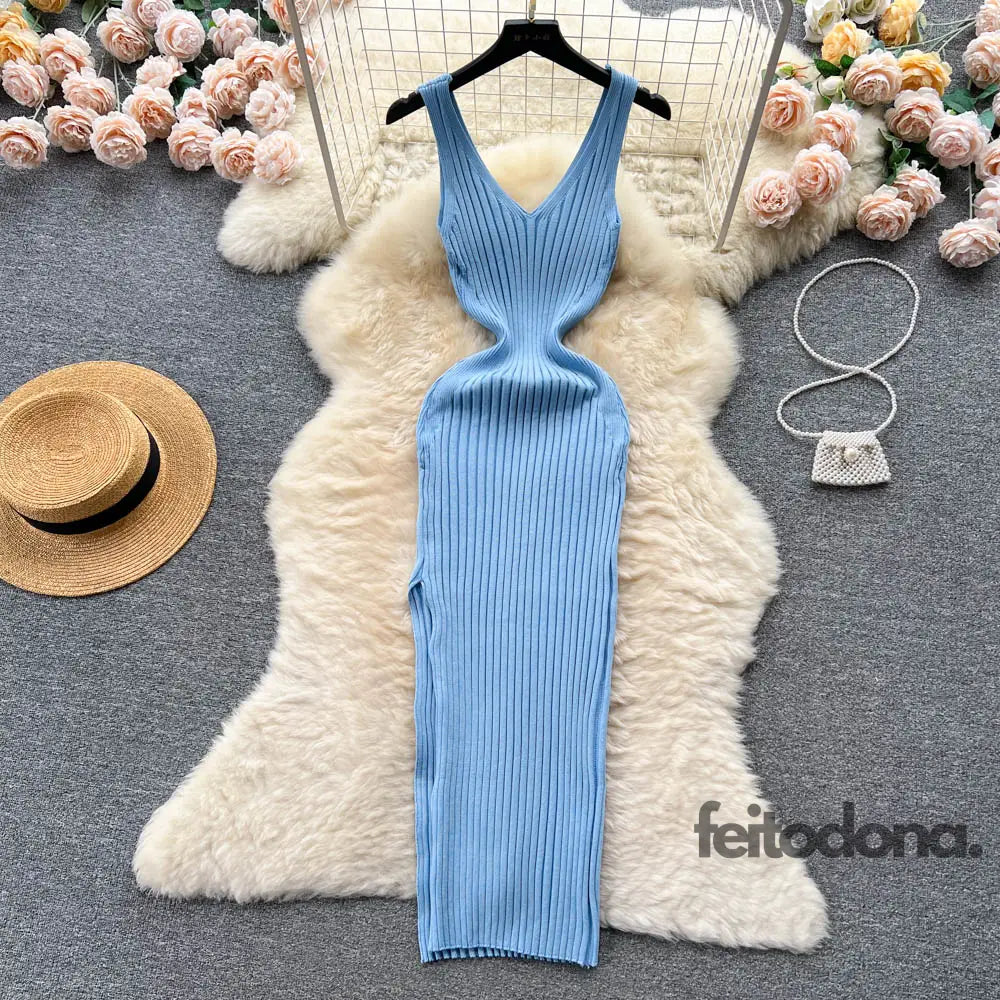 Yuoomuoo Chic Fashion Sexy Wrap Hips Split Knitted Autumn Dress Women Slim Elastic Bodycon Long