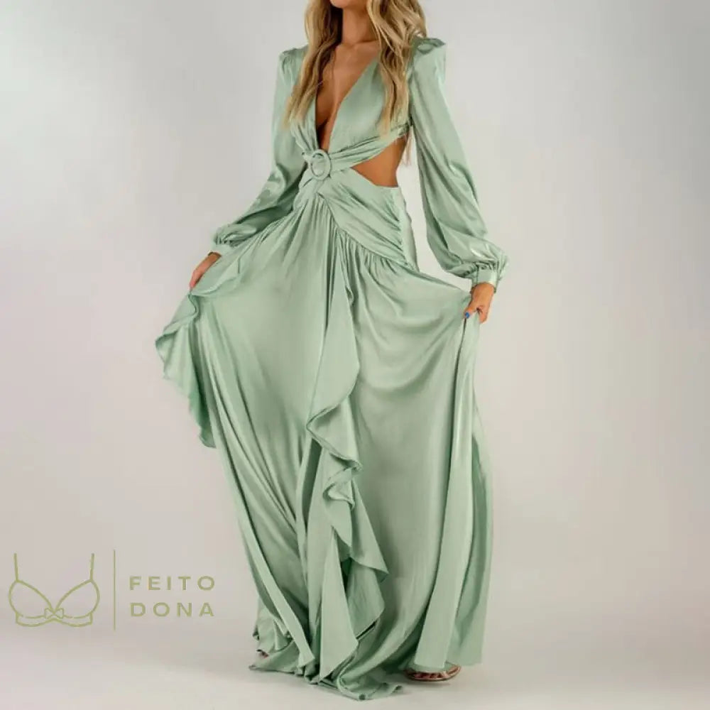 Vestido Decotado Yany Verde / P