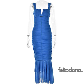 Vestido Drapeado Elegance Azul / P