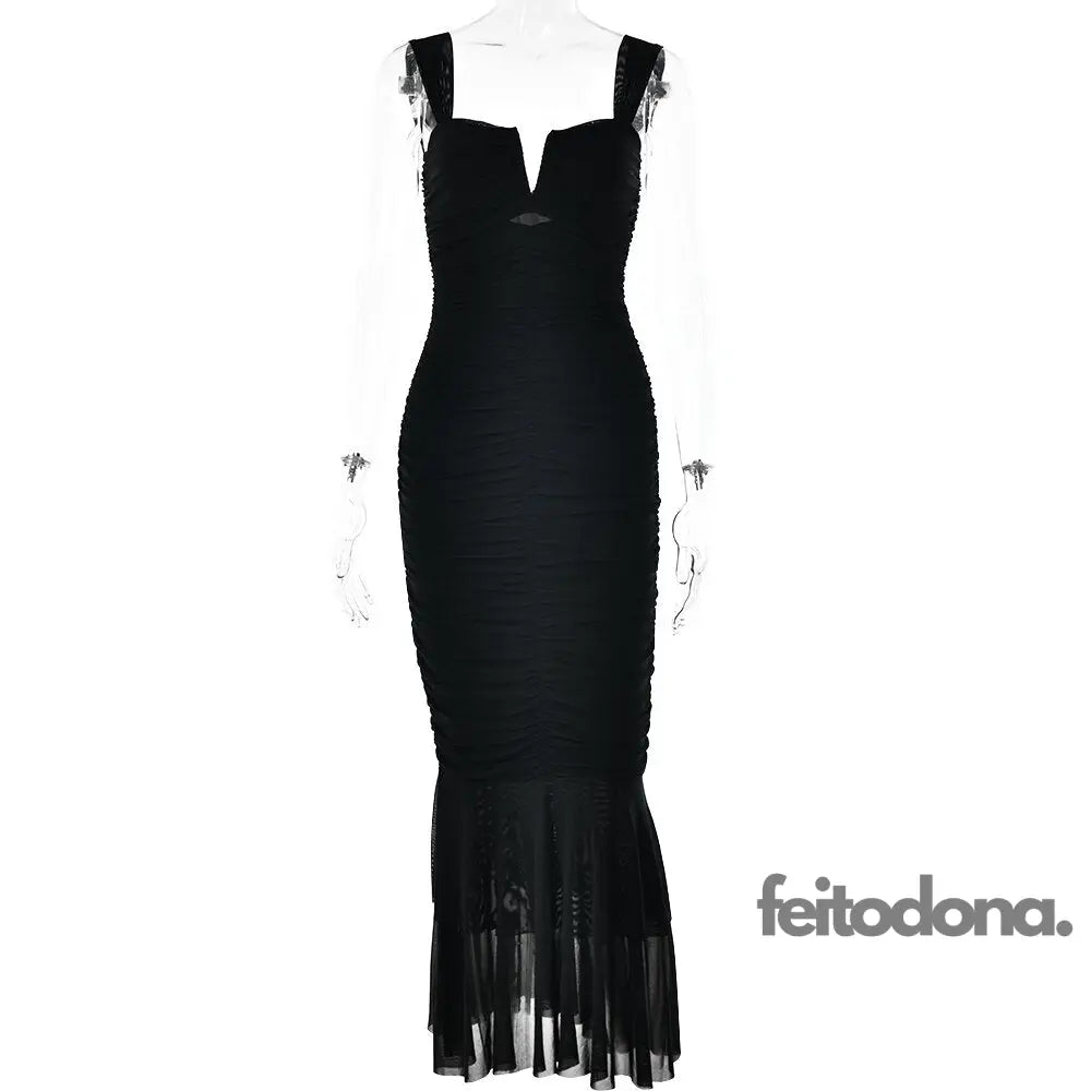 Vestido Drapeado Elegance Preto / P