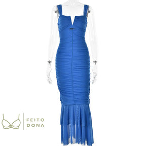 Vestido Drapeado Elegance Azul / P