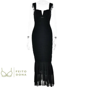 Vestido Drapeado Elegance Preto / P