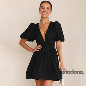 Vestido Drapeado Vanuza Preto / P