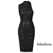 Gk Women Dress Sequined Party Slim Fit Asymmetric Shoulder Ruched Bodycon Elegant Ol Cocktail