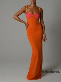 Vestido Longo Color Duo Laranja / P